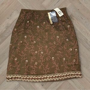 Hand beaded Embroidered Brown Mini Skirt Vintage 90’s